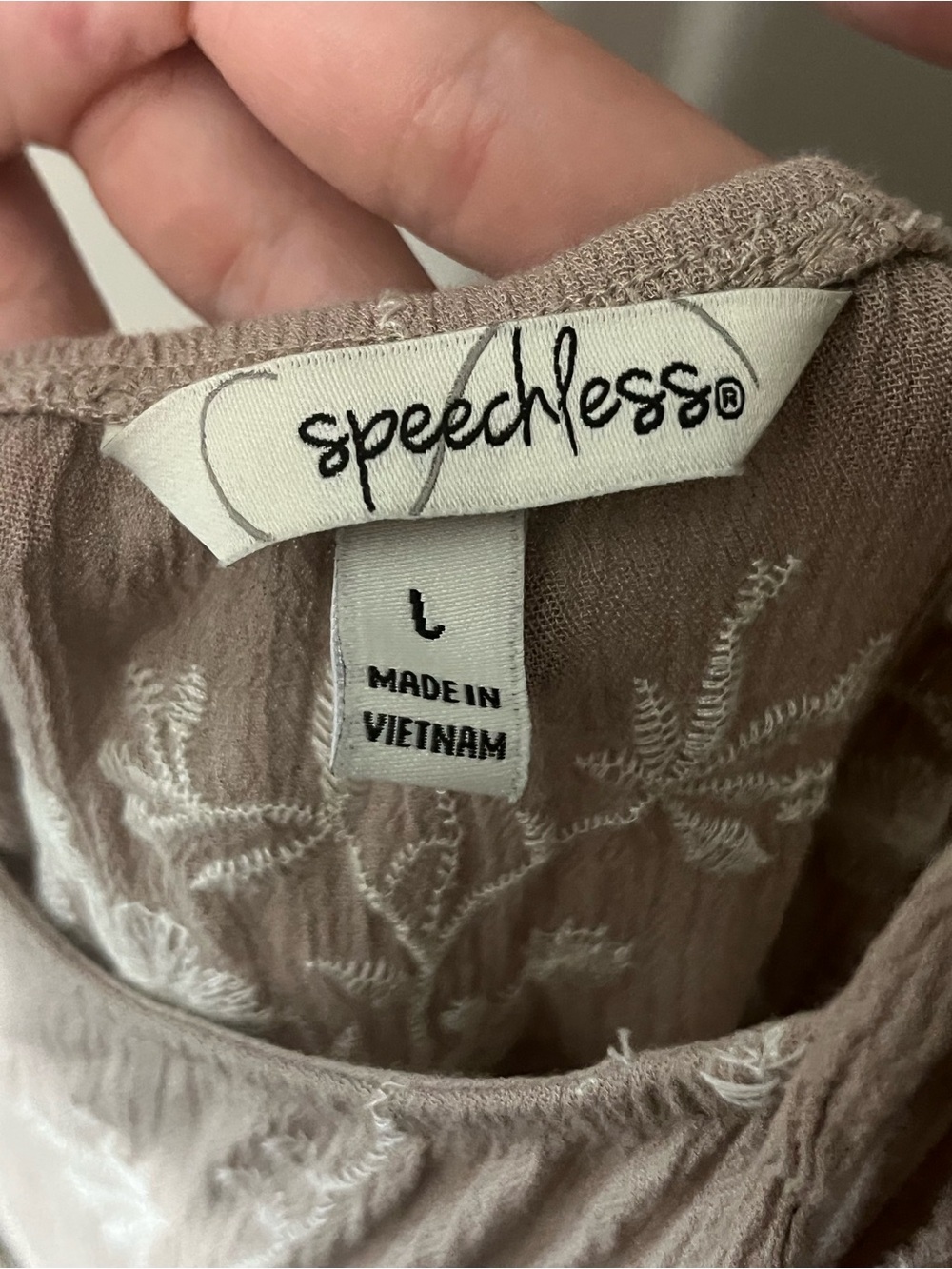 Speechless Taupe Floral Embroidered Mini Dress - Picture 5 of 5